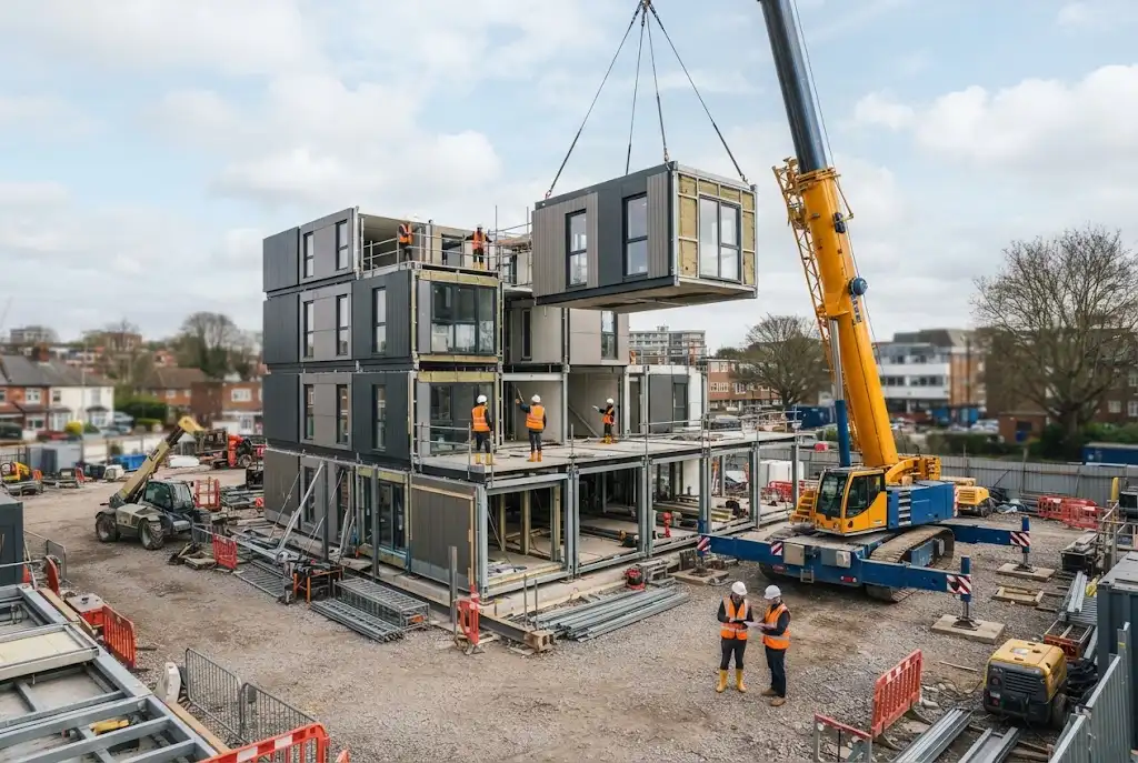 UK prefabricated modular buildings under construction
