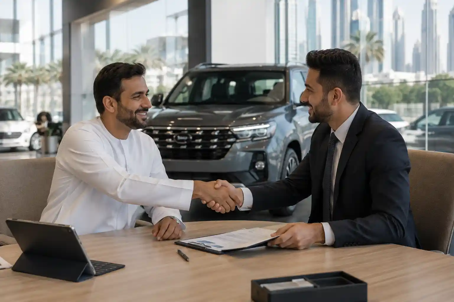 UAE resident discussing zero down payment car financing