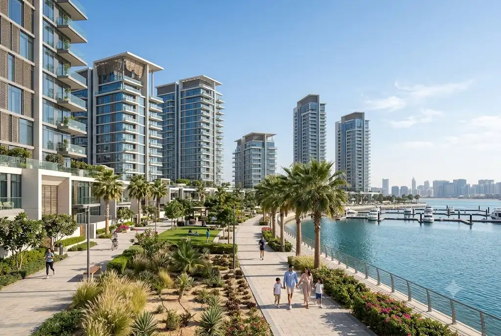 Modern apartments for rent in Abu Dhabi with contemporary residential towers and community amenities