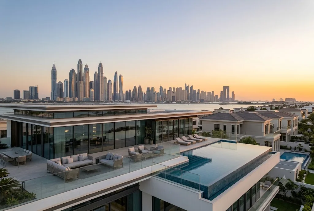 Luxury real estate in Dubai featuring waterfront villas and premium residential properties