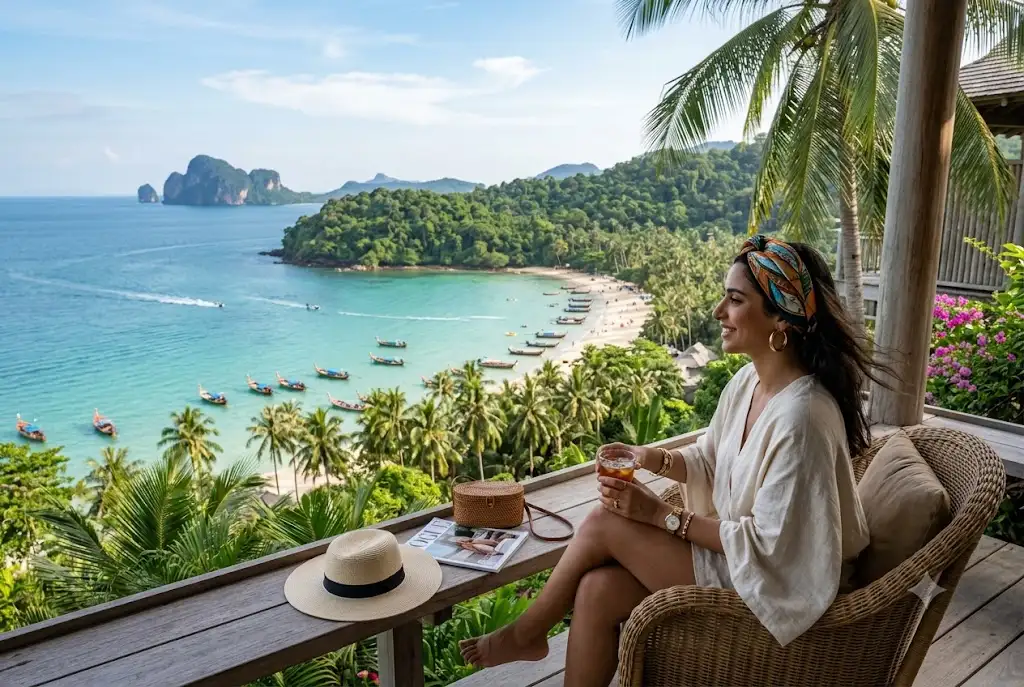 UAE traveler visiting Thailand with tropical beach scenery and island landscape