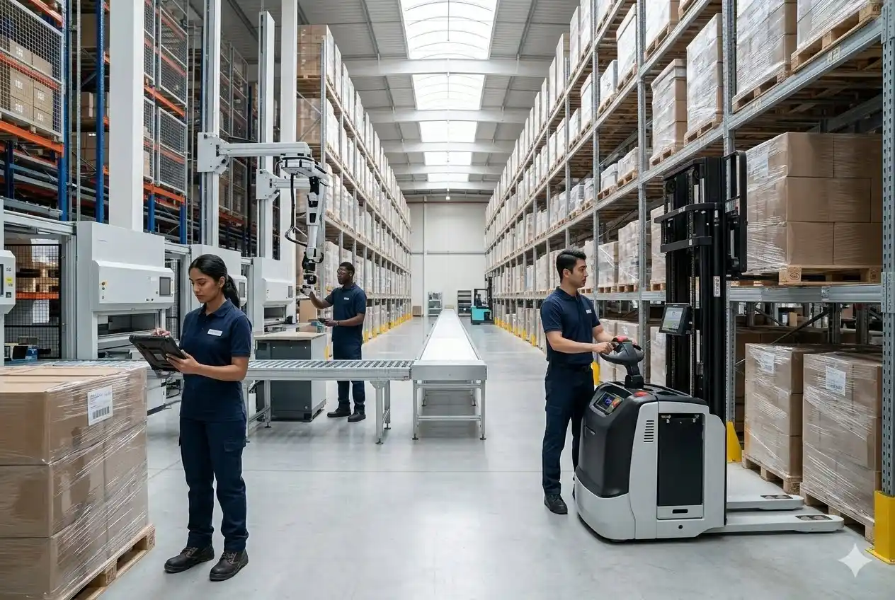 Warehouse workers managing inventory and logistics operations in Dubai