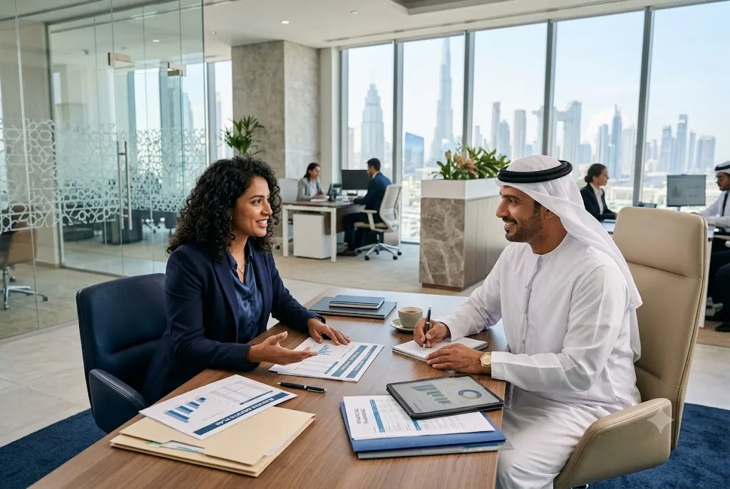 Entrepreneur choosing the best business bank account for small business in UAE