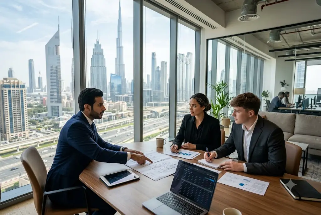 Entrepreneurs exploring the best business in UAE opportunities in Dubai
