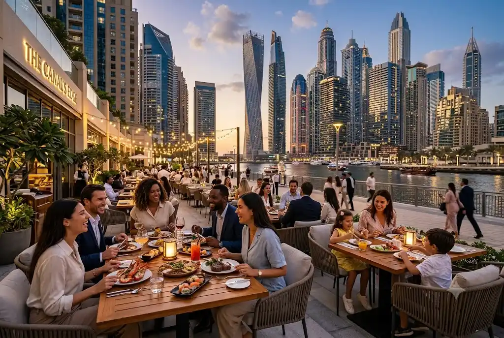 Business Bay restaurants offering waterfront dining and international cuisine in Dubai