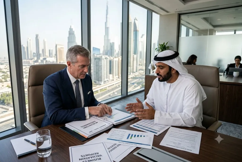 Investor evaluating a business for sale in UAE acquisition opportunity