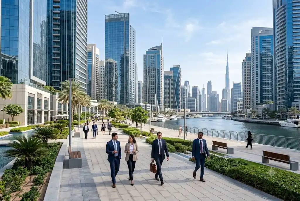 Modern commercial district featuring the list of companies in Business Bay operating from premium office towers.