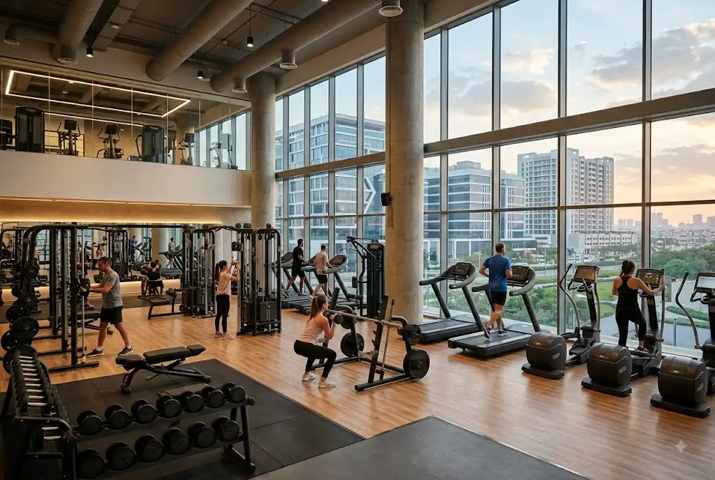 Gym in DSO with modern fitness equipment in Dubai Silicon Oasis