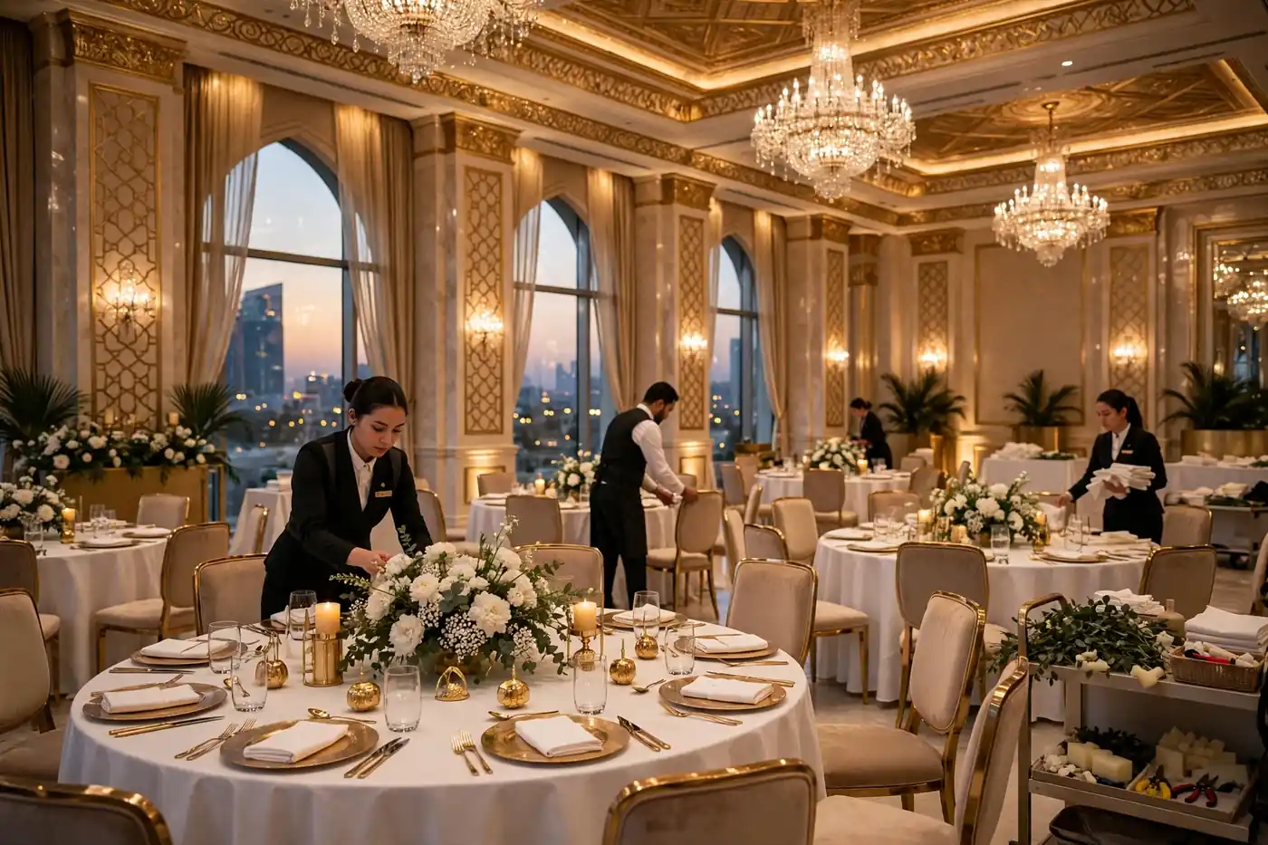 Wedding services in UAE - elegant ballroom reception setup